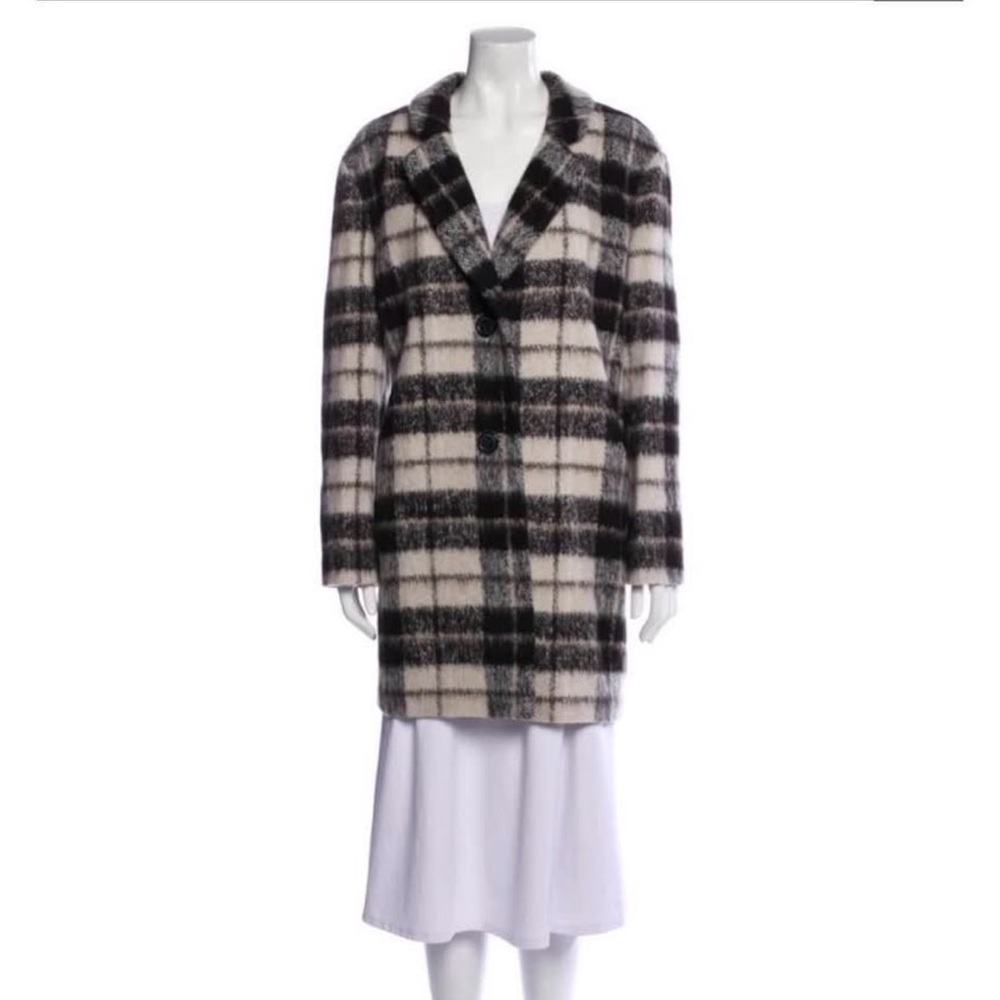 Kate Spade Black and Cream Plaid Coat